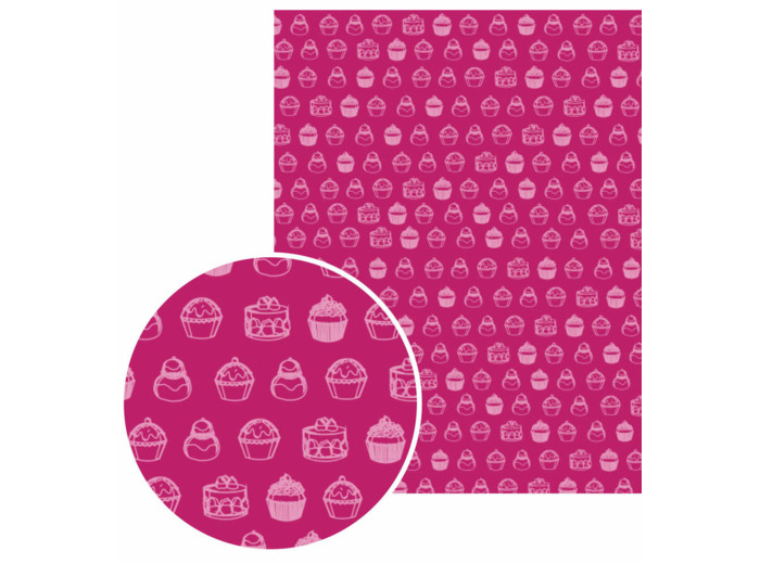Papier "Gluepatch" - Fuchsia cupcakes