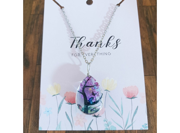 Pendentif verre/fleur séché arbre de vie