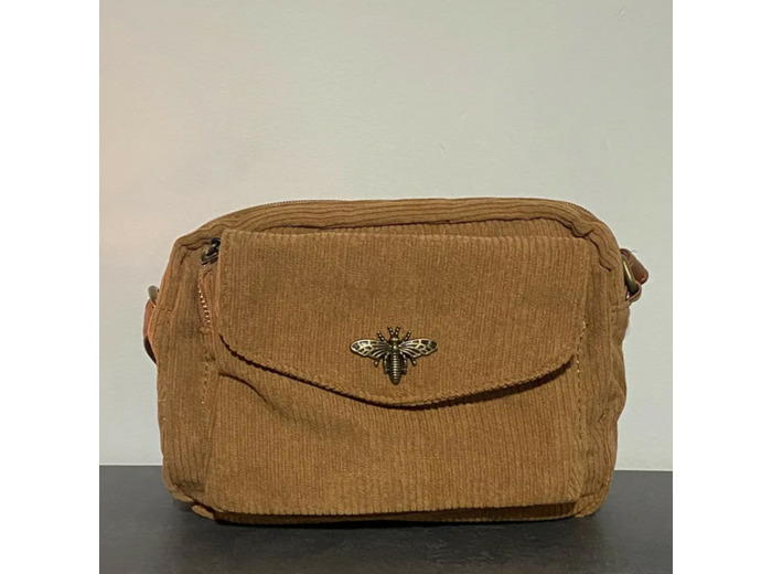 Farfouillette Sac Porté Travers En Velours Camel