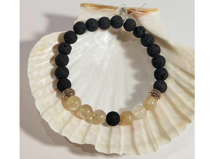 Pierre de lave, citrine