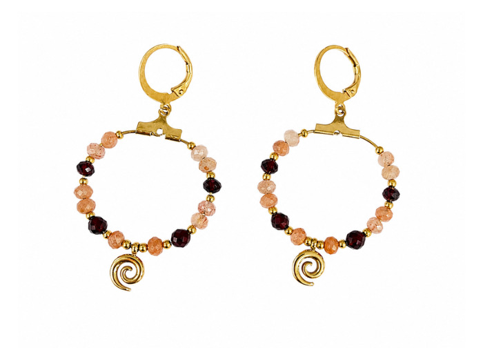 BOUCLES SOLÉRA PIERRE DE SOLEIL & GRENAT