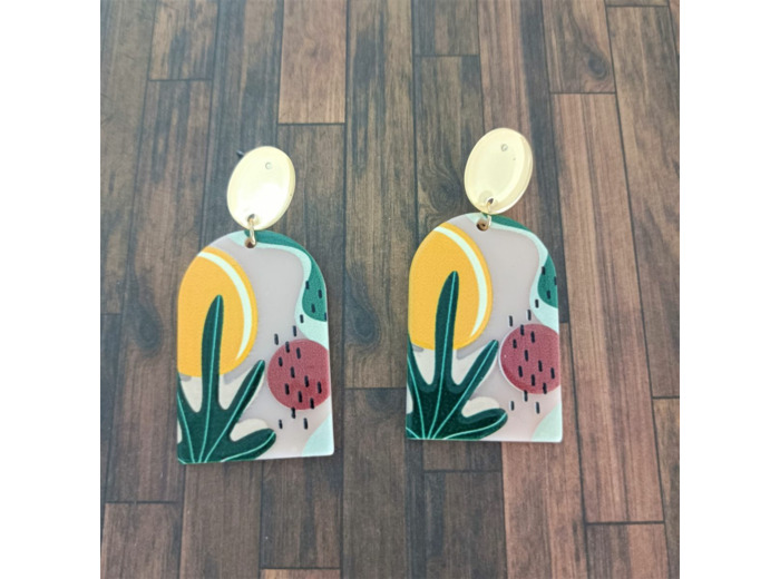 Boucles d'oreilles tendance feuille Multicolore