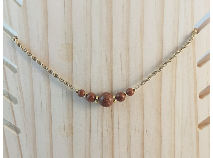 Collier pierre de sable doré/doré