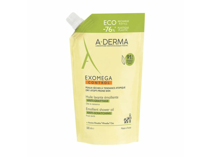 Huile Lavante Emolliente Anti-Grattage 500ml Exomega Control Eco Recharge A-Derma