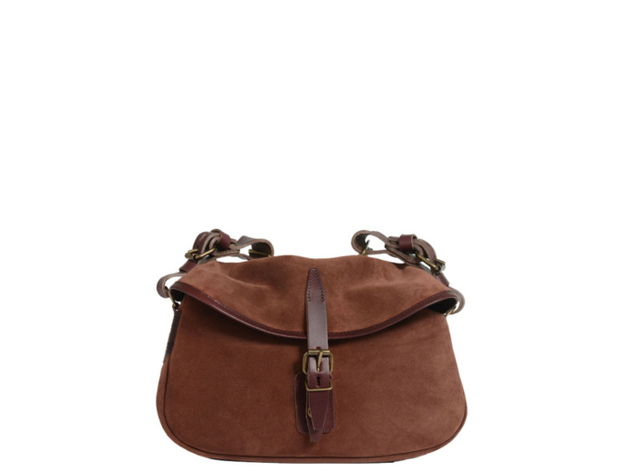 Bleu de Chauffe Sac Musette XS Cuir Velours Marron Rubis