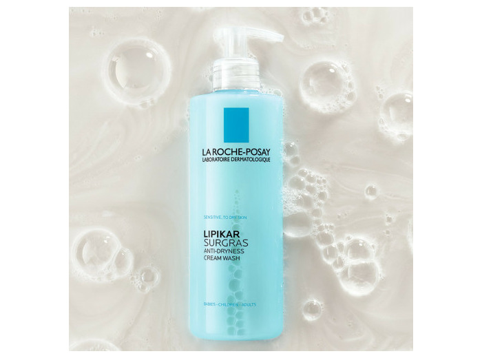 Crème lavante douche Surgras bébé à l'adulte 400ml Lipikar Peaux sèches La Roche-Posay