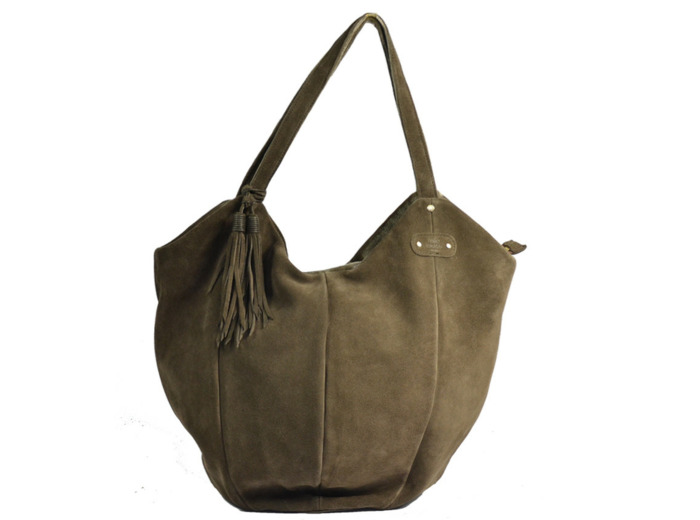 Mila Louise Mine V Sac shopping Cuir Fumé Kaki