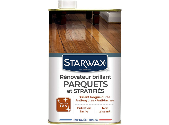 STARWAX Rénovateur Brillant Protecteur pour Parquets et Sols Stratifiés - 1L - Idéal pour Faire Briller et Protéger les Parquets