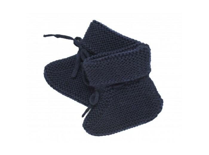 Chaussons bébé en tricot 100% laine Marine