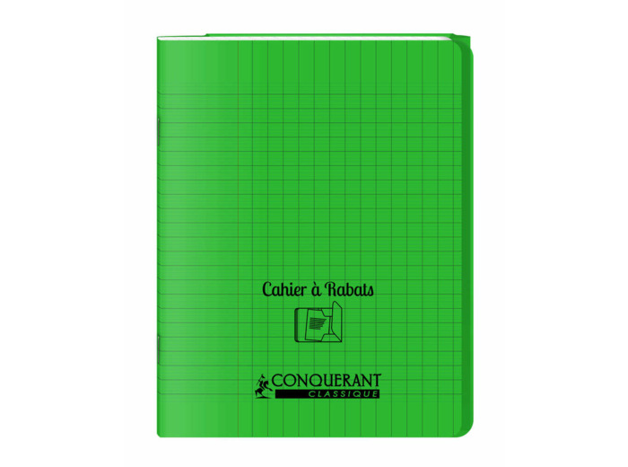 Cahier à rabats 17x22 - 96 pages - Séyès - Polypro vert