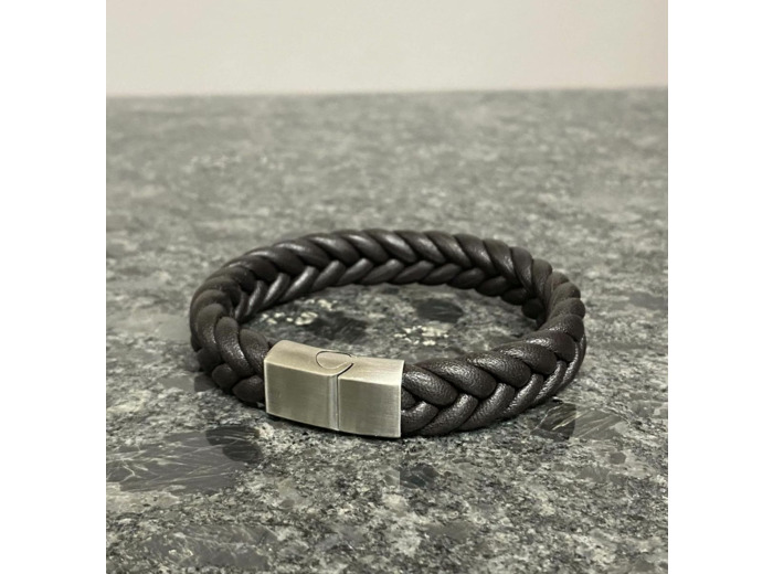 Bracelet épais cuir tressé