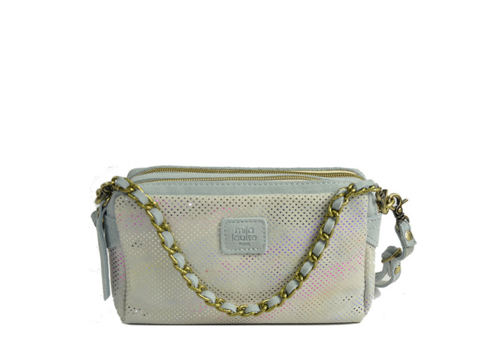 Mila Louise Mama XS DS Petit Sac Trotteur Toile Pois Azur