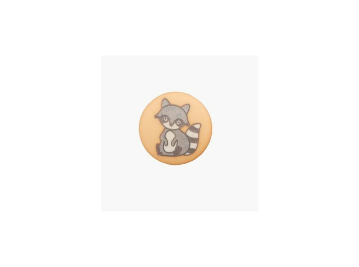 Bouton orange motif raton laveur 15 mm