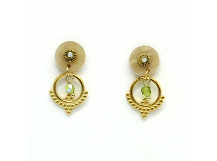Boucles d'oreilles résine et perle facettée – Salvia