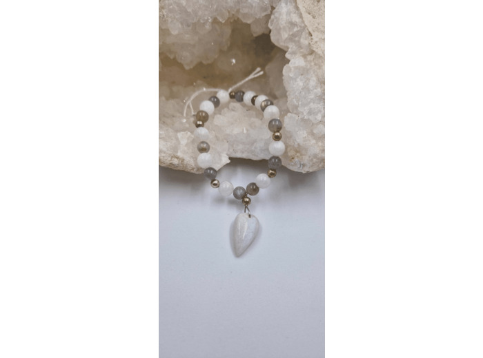 Bracelet labradorite et peristierite (labradorite blanche) OLPA1998