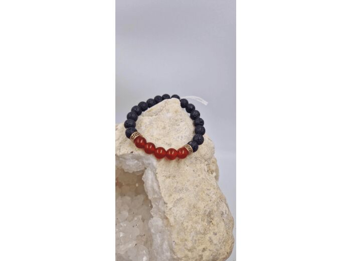 Bracelet pierre de lave cornaline OLPA822