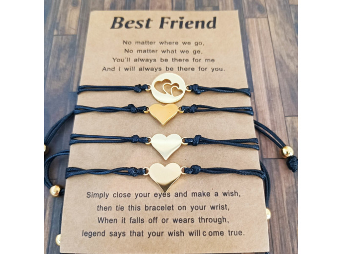 4 bracelets best friend cœur doré