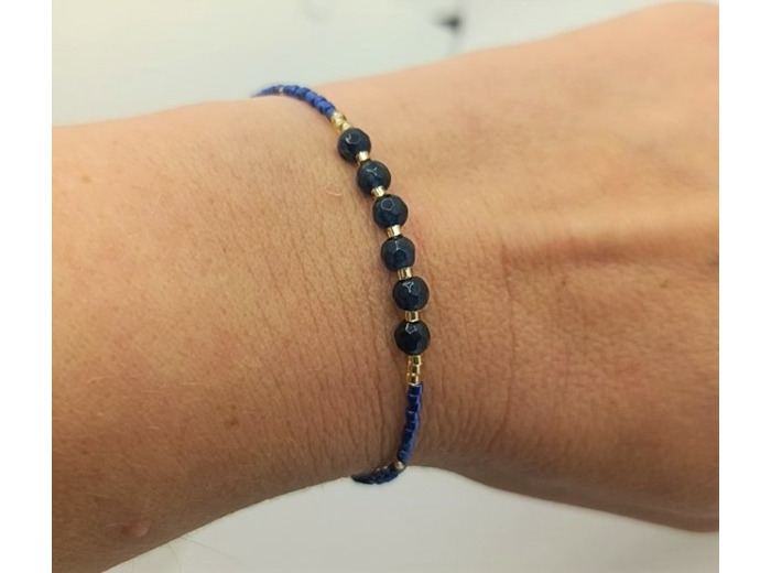 Bracelet jade bleu/doré