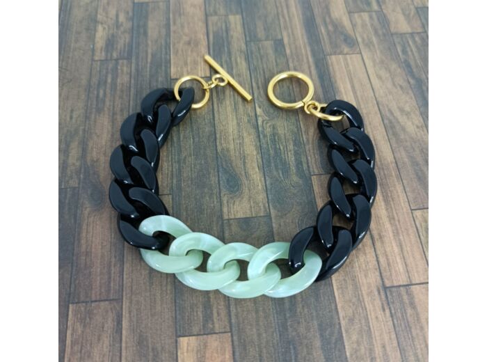 Bracelet gros maillon noir/vert 19mm