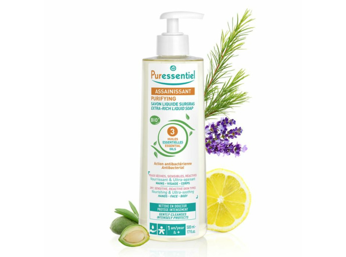 Savon Surgras aux 3 Huiles Essentielles BIO 500ml Assainissant Puressentiel 500ml Assainissant Puressentiel