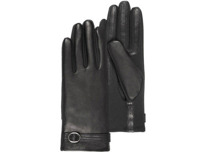 Isotoner Gants tactiles Femme Cuir Noir