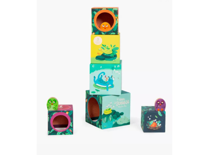 Lot de 6 cubes empilables Dans la Jungle