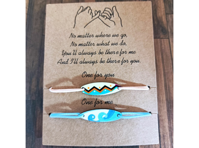 2 Bracelets surf beige et bleu