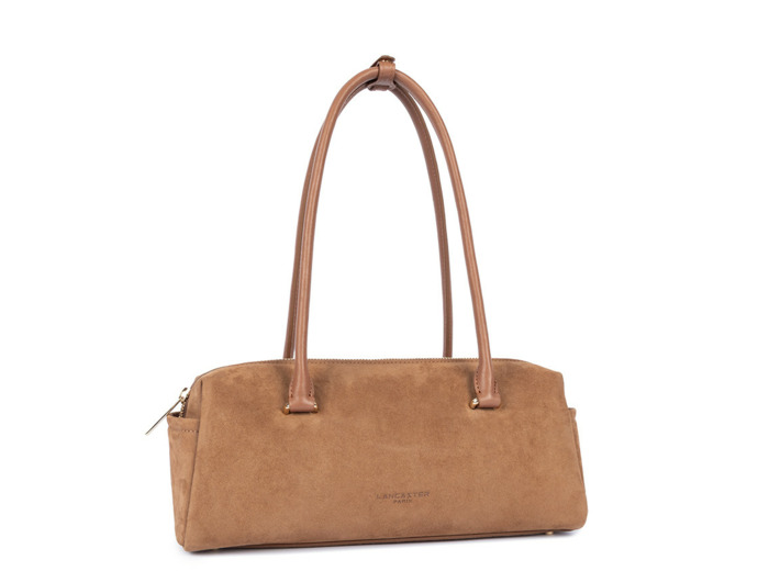 Lancaster Suède Cube Sac Rectangle En Cuir Velours 530-53 Camel