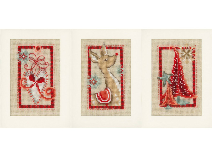 3 Cartes de voeux Symboles modernes de Noël aïda