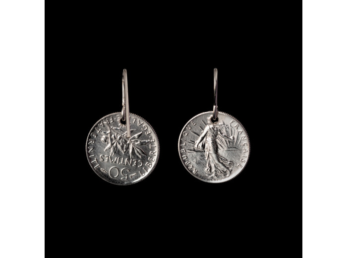 Boucle d'oreille 50 centimes