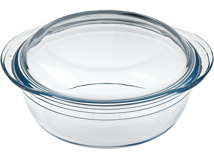 Ô cuisine 7541469 Cocotte Ronde en Verre Borosilicate 1 Litre, feu, Nacre