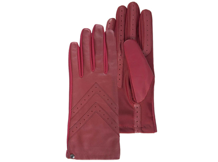 Isotoner Gants Femme Stretch et Cuir Rouge
