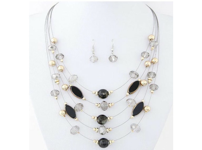 Parure multicouches doré/noir/transparent + B.O.