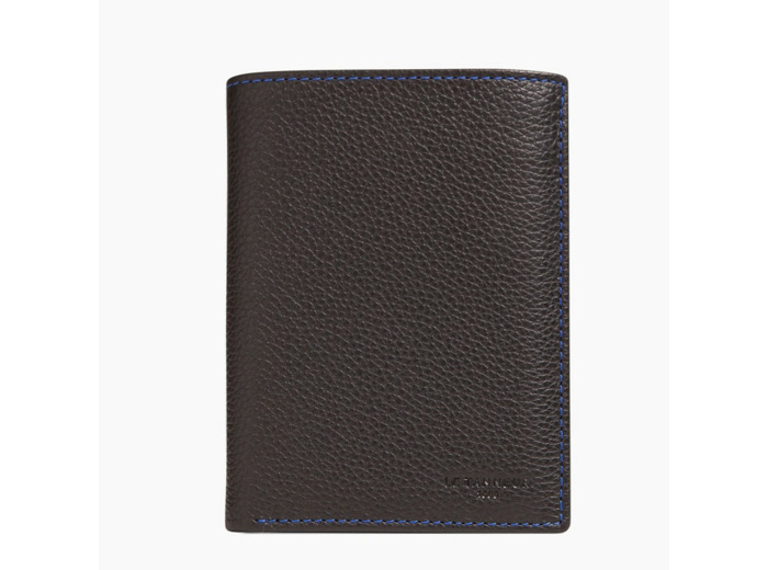 Le Tanneur Charles Portefeuille Moyen 2 Volets Cuir Grainé Noir Le Bleu
