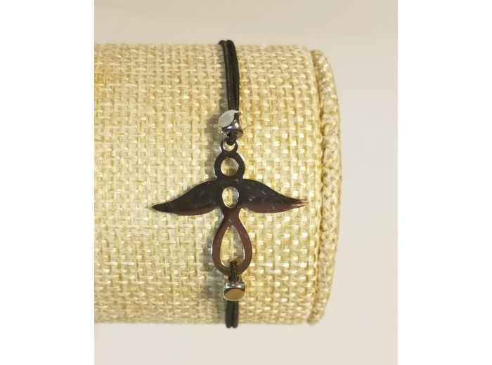 Bracelet élastique argenté/noir/ange