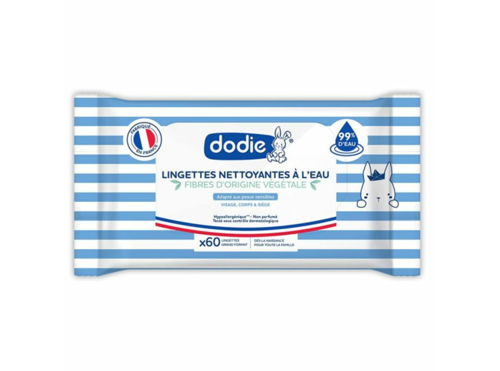Lingettes nettoyantes à l'eau x60 Dodie