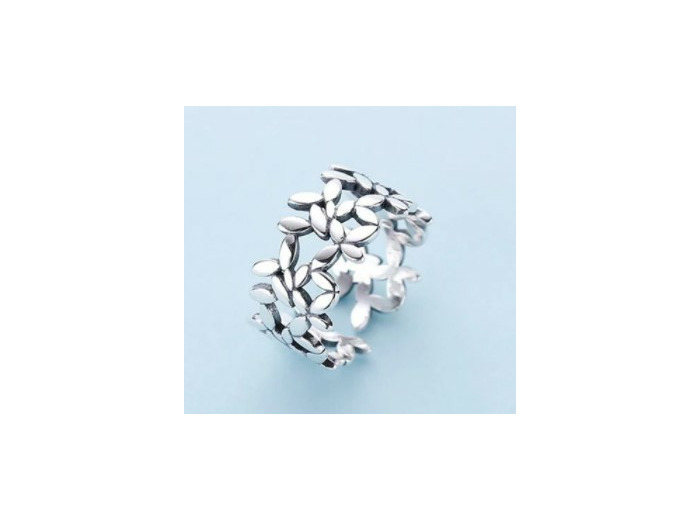 Bague en argent, grandes feuilles