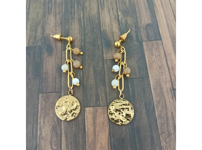 Boucles d'oreilles dorées/jade