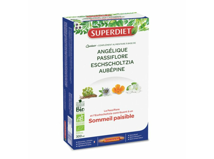 Quatuor Sommeil Paisible Bio 20 Ampoules 15 ml Superdiet
