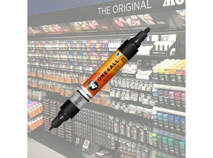 MOLOTOW ACRYLIC MARKER ONE4ALL TWIN 1,5/4MM 180 SIGNAL BLACK