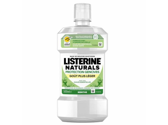 Bain de bouche Naturals Protection gencives 500 ml Menthe Goût Plus léger Listerine