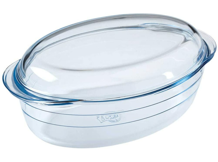 Ô cuisine 7541467 cocotte Ovale en Verre Borosilicate 3L, Silicone, Transparent, 3 litres