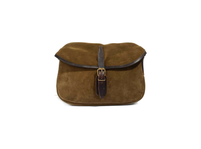 Bleu de Chauffe Sac Musette XS Cuir Velours Tabac