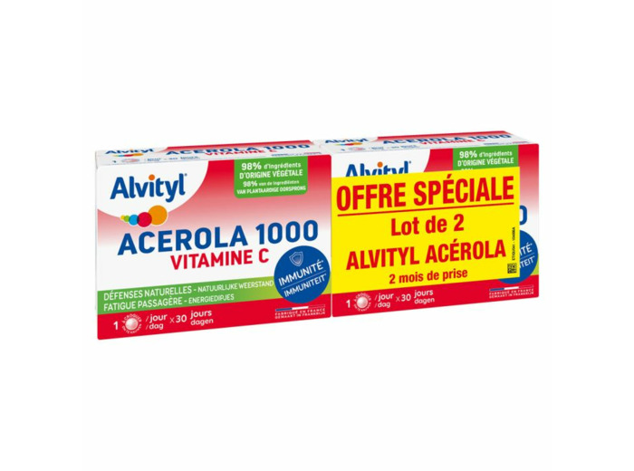 Acerola 1000 2x30 comprimés Vitamine C Alvityl