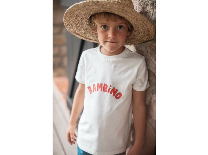 T-shirt Bambino Auguste blanc jersey coton bio