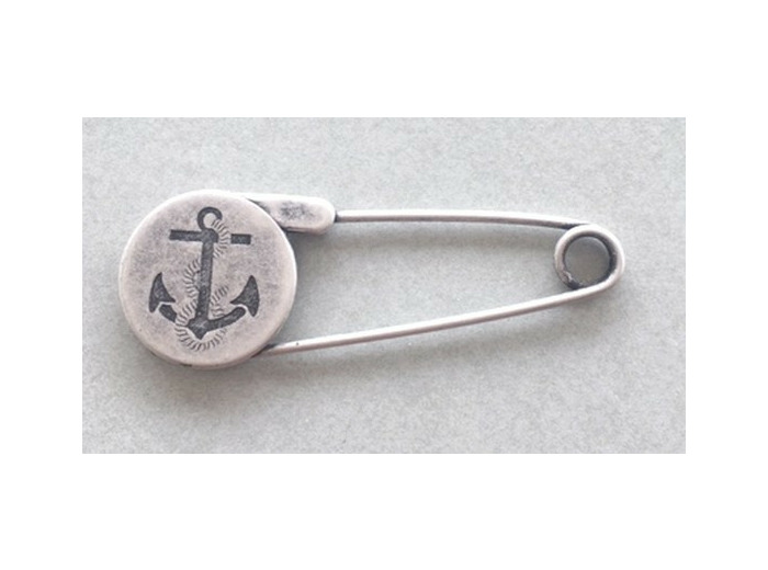 Épingle fantaisie ancre de marine métal Argent