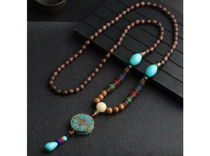 Collier Mala 108 perles bois Népal
