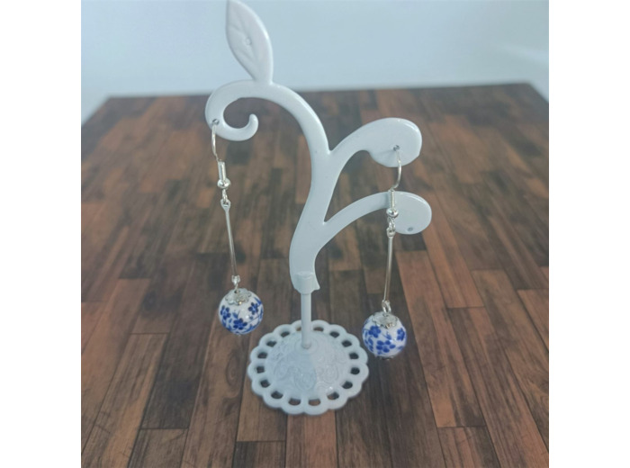 Boucles d'oreilles acier inoxydable bleu
