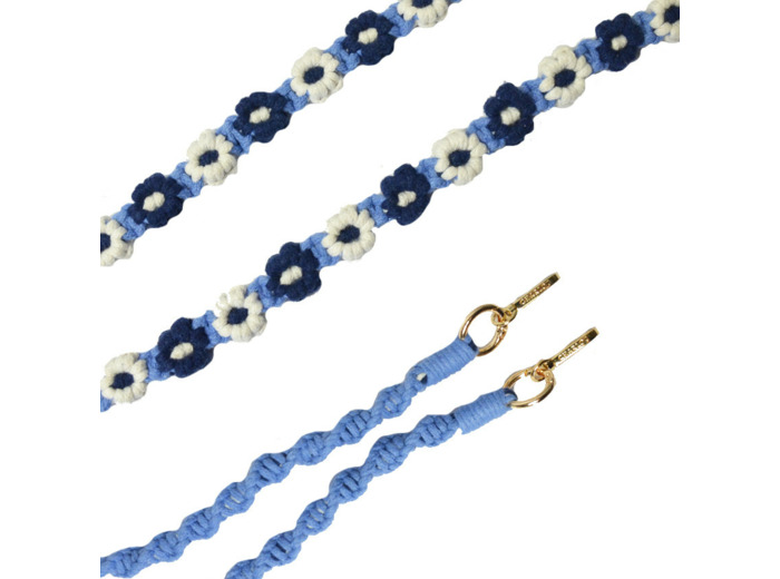 Charlot Chaîne Smartphone Fleur macramé bleu