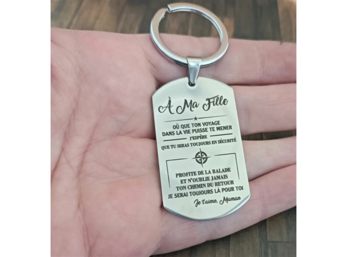 Porte-clés A ma fille en acier inoxydable